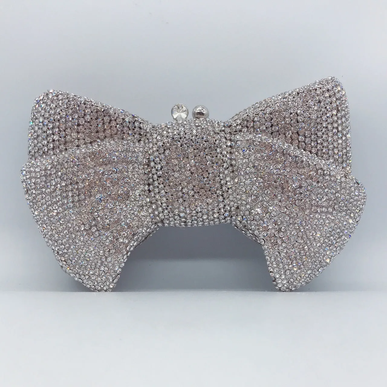 Crystal Butterfly Knot Clutch with Pearl Chain