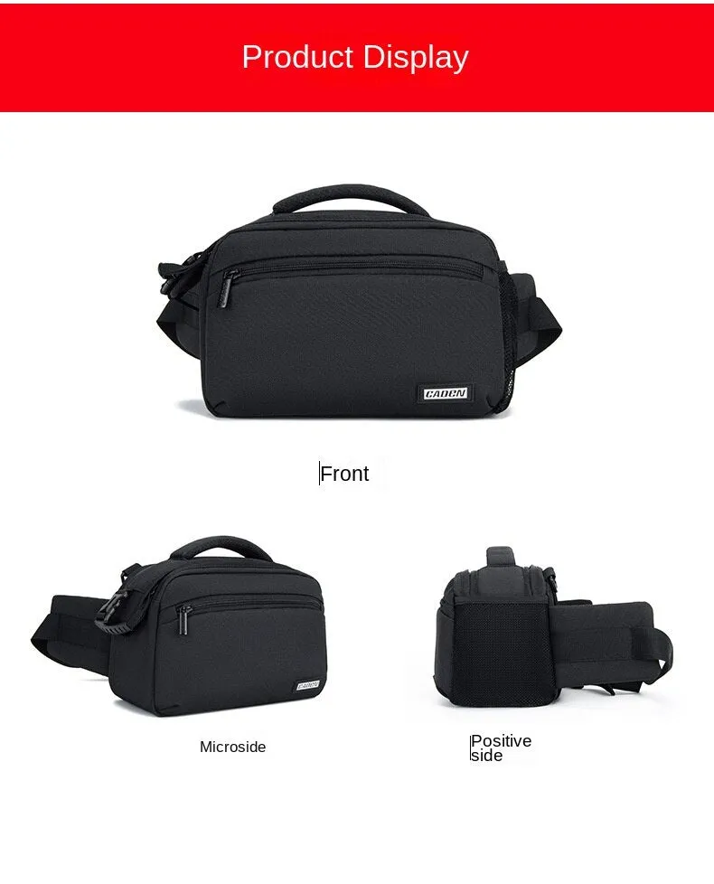 Cwatcun Black One Shoulder Digital Camera Bag SLR Messenger Camera Bag