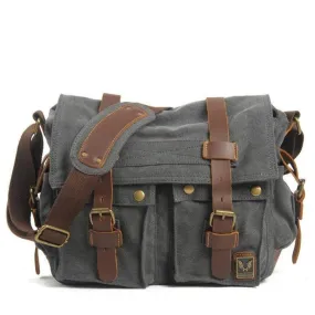 Dark Gray Leather Camera Bag