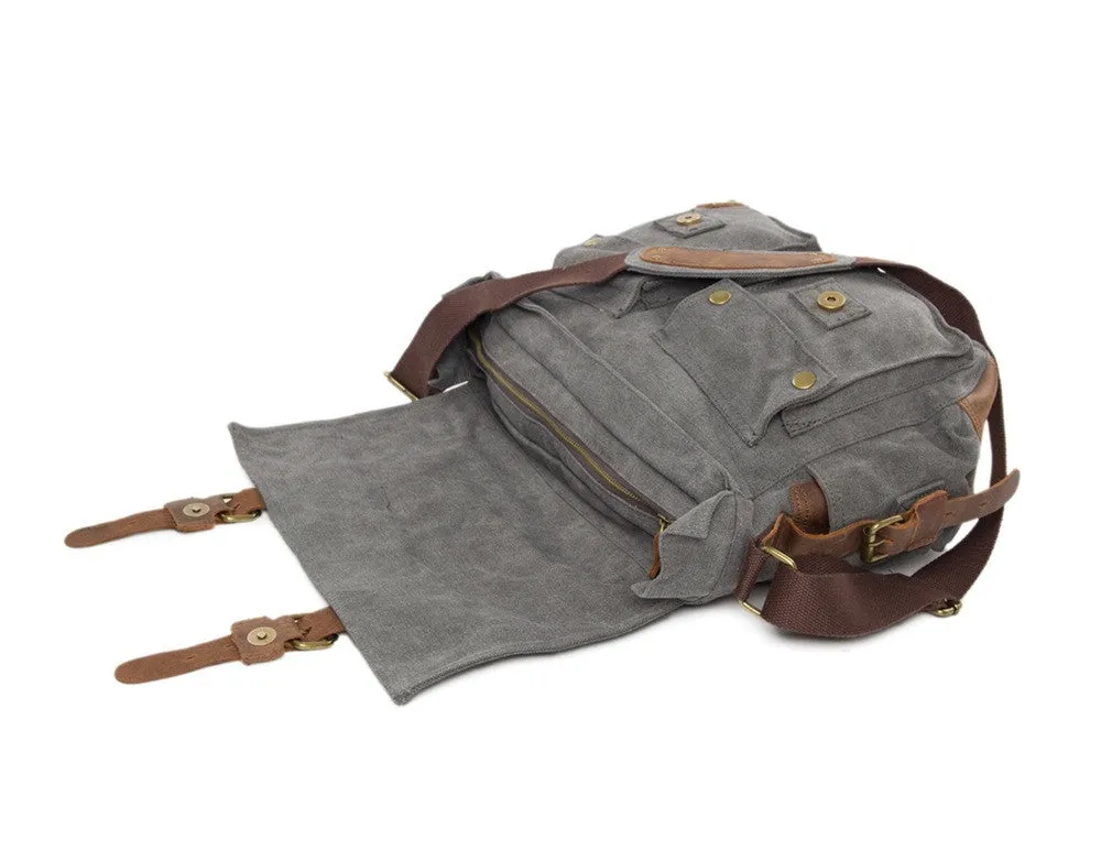 Dark Gray Leather Camera Bag