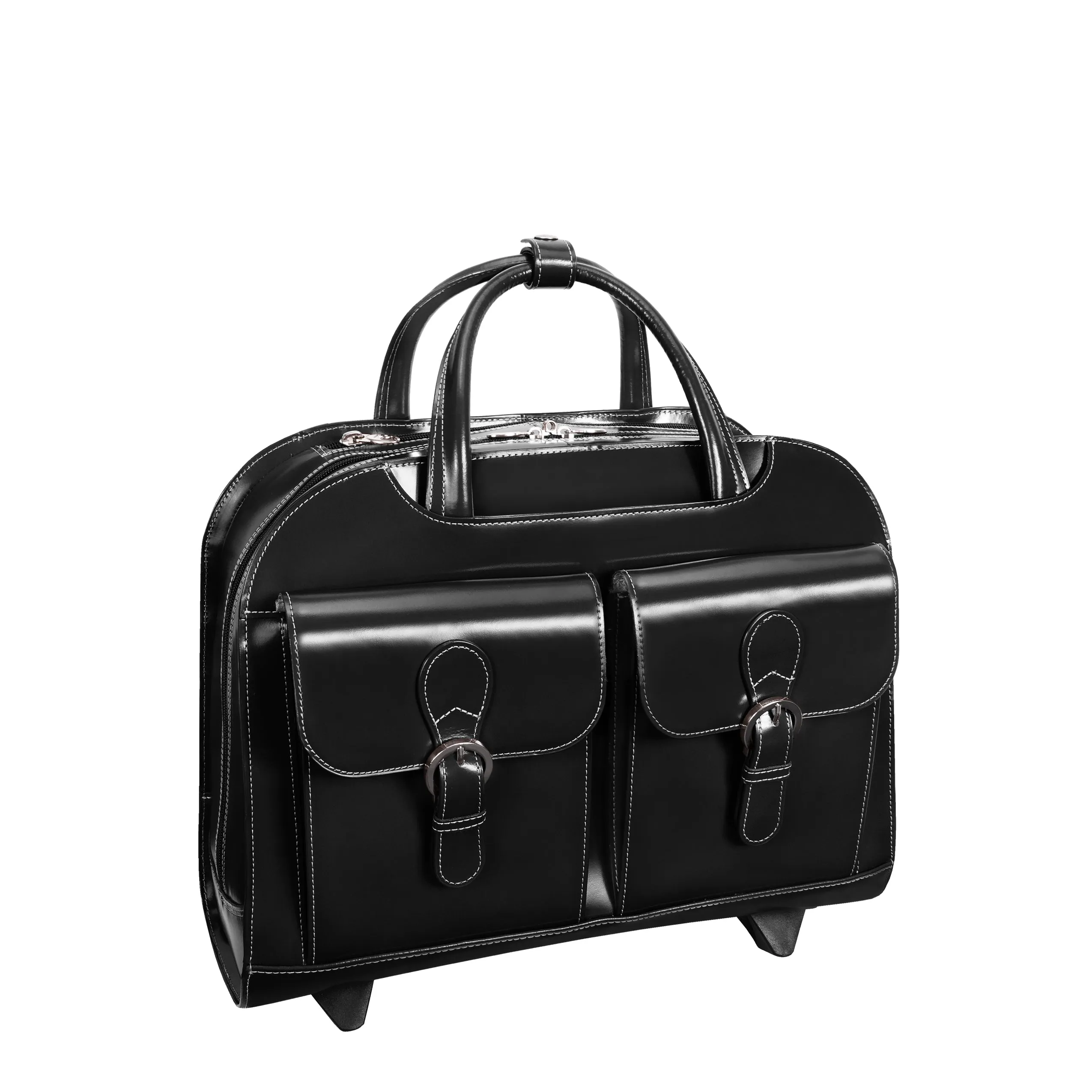 DAVIS | 15” Leather Wheeled Laptop Briefcase