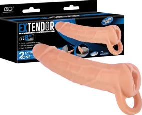 EXTENDOR 8 inch 2 in 1 Penis Extender with Ball Strap and Realistic Vagina Masturbator