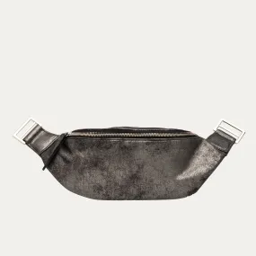 Fanny Pack   Crossbody Bag | Black Metallic   Silver Hardware