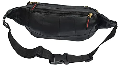 Fanny Pack Genuine Leather Waist Bag For Men Women With RFID Protected Front Pocket & Multiple Pockets