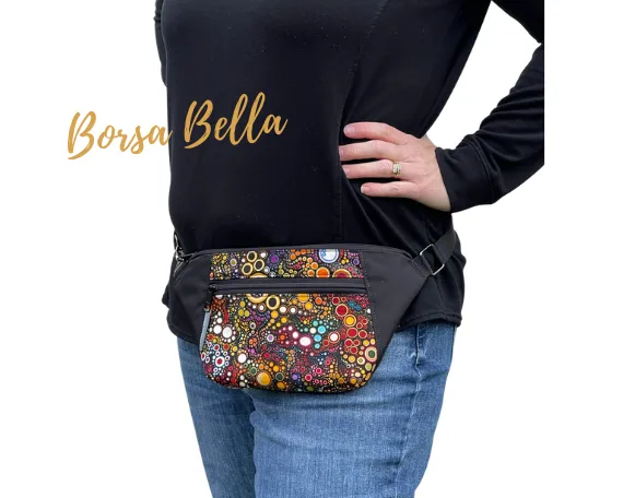 Fanny Pack or Crossbody Bag - Gray Rose Fabric