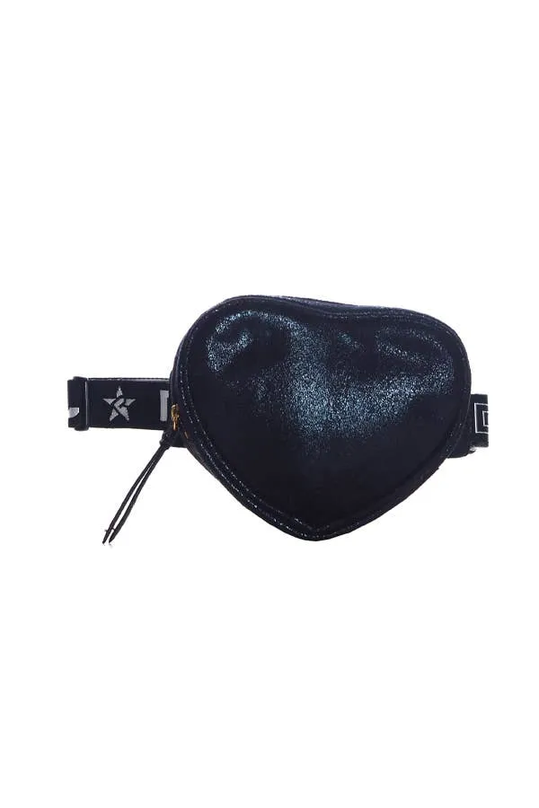 Faux Suede in Black Adult Heart Fanny Pack