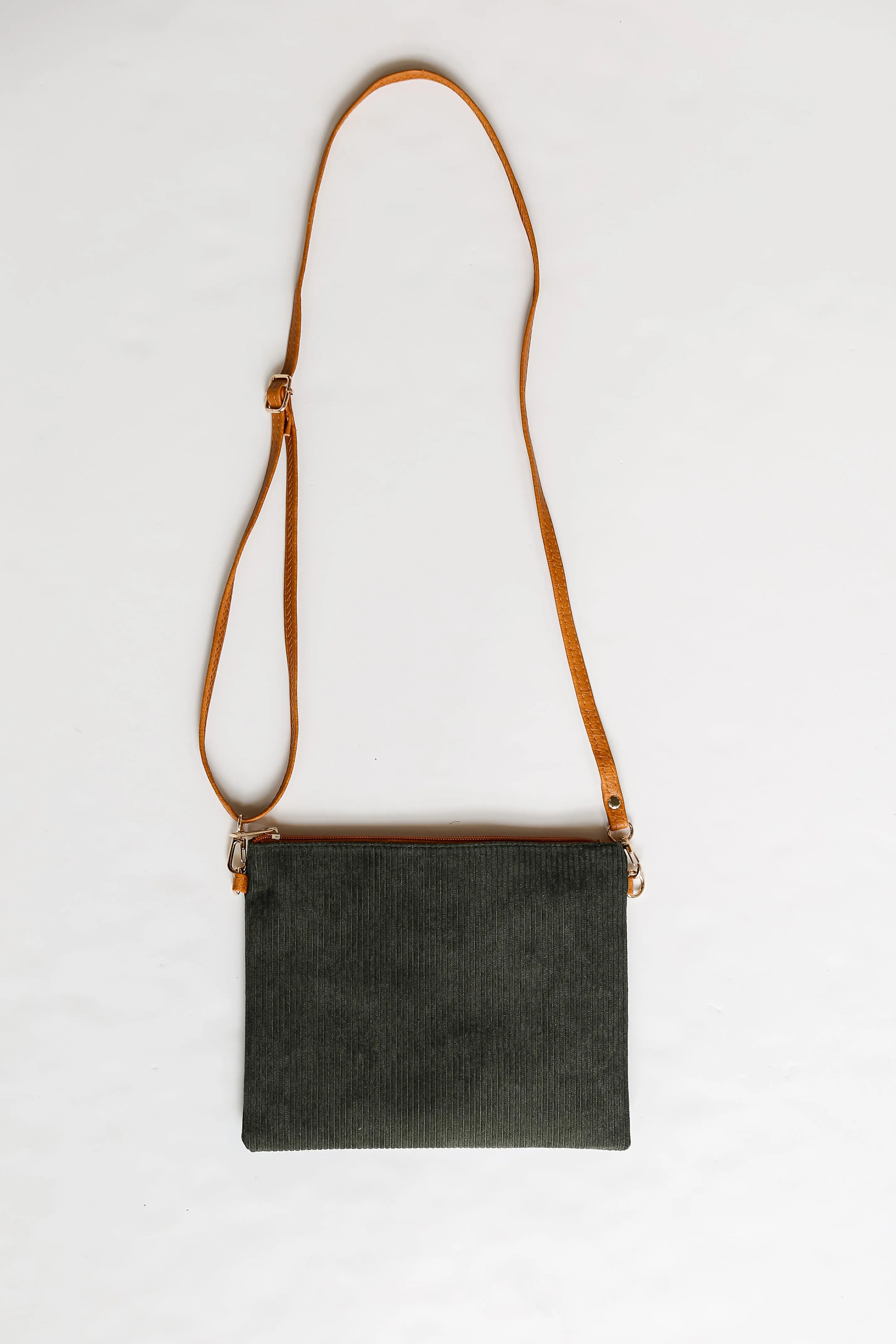 FINAL SALE - Unbelievably Cute Olive Corduroy Crossbody Bag