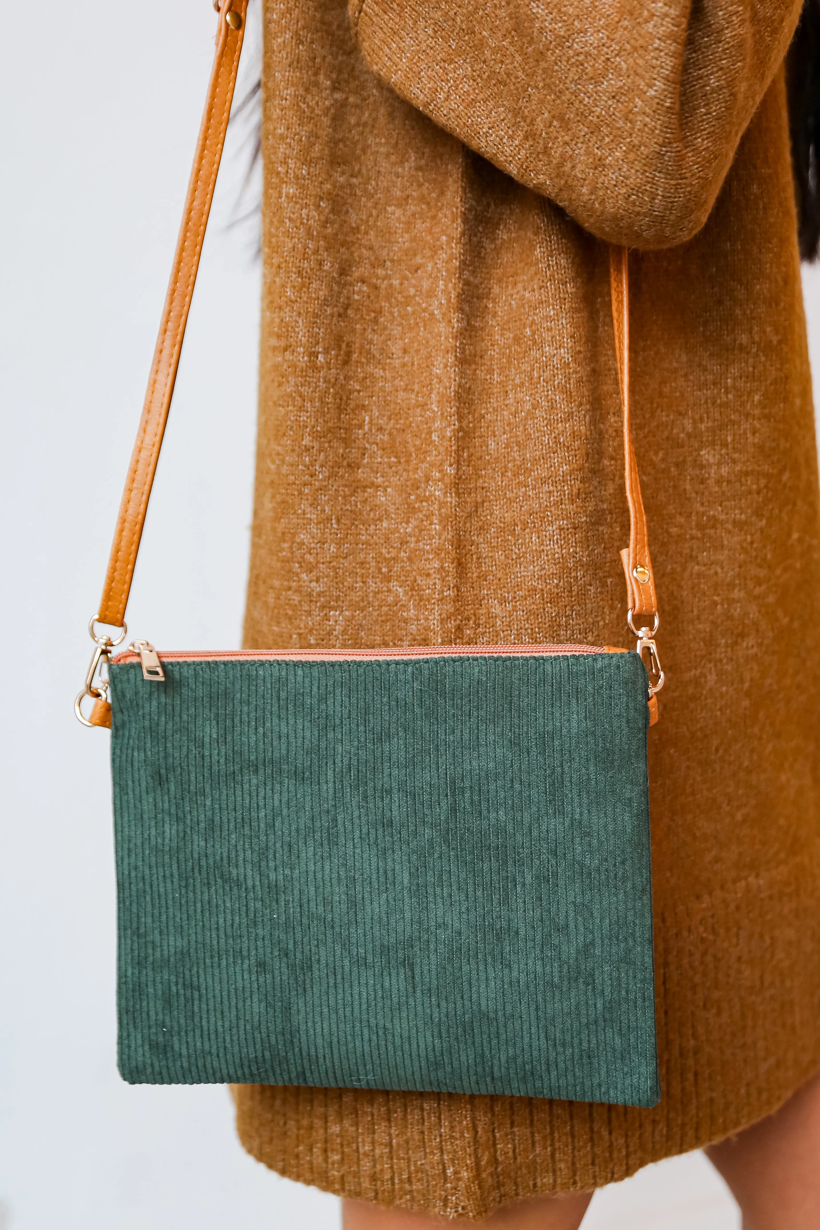 FINAL SALE - Unbelievably Cute Olive Corduroy Crossbody Bag