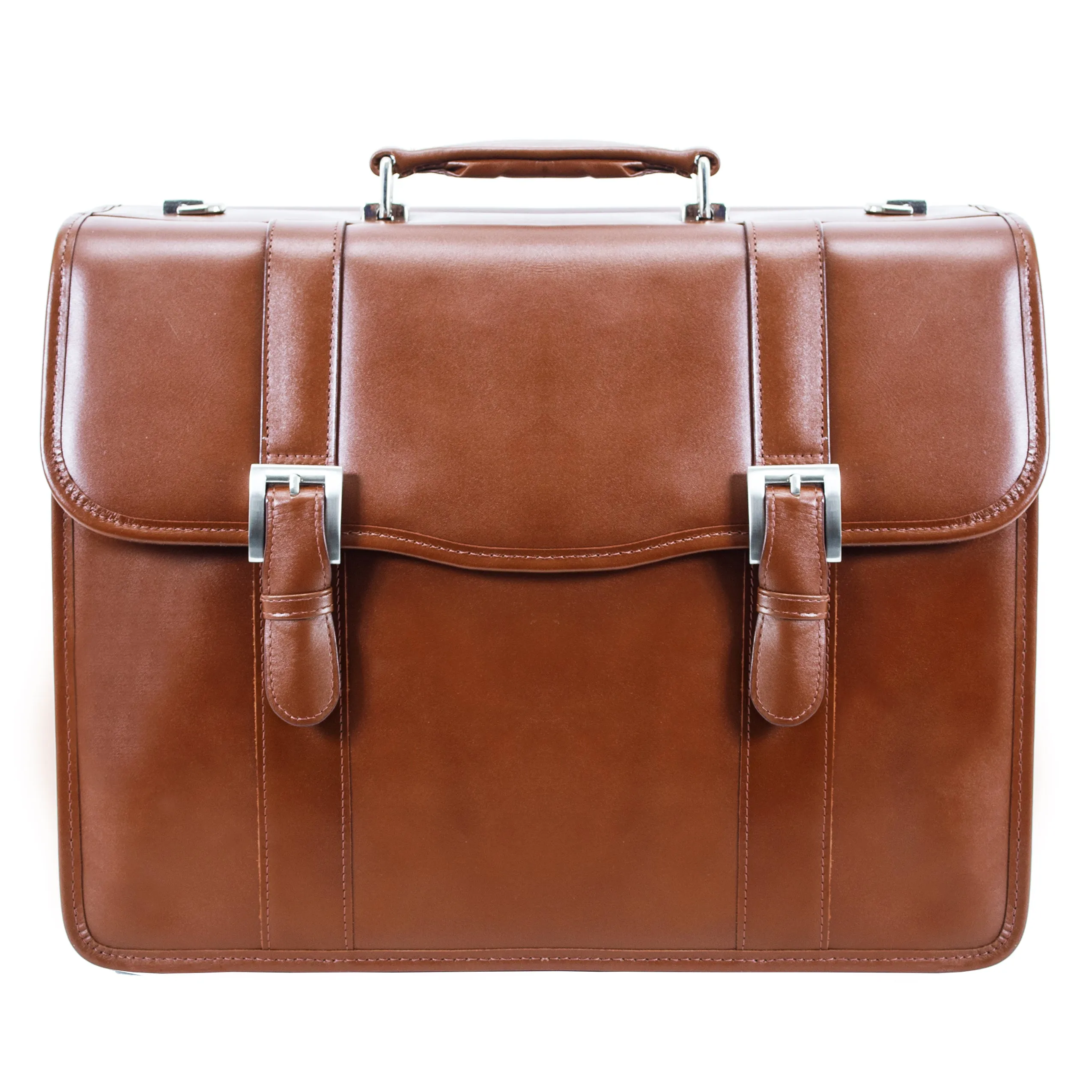 FLOURNOY | 15” Leather Double-Compartment Laptop Briefcase