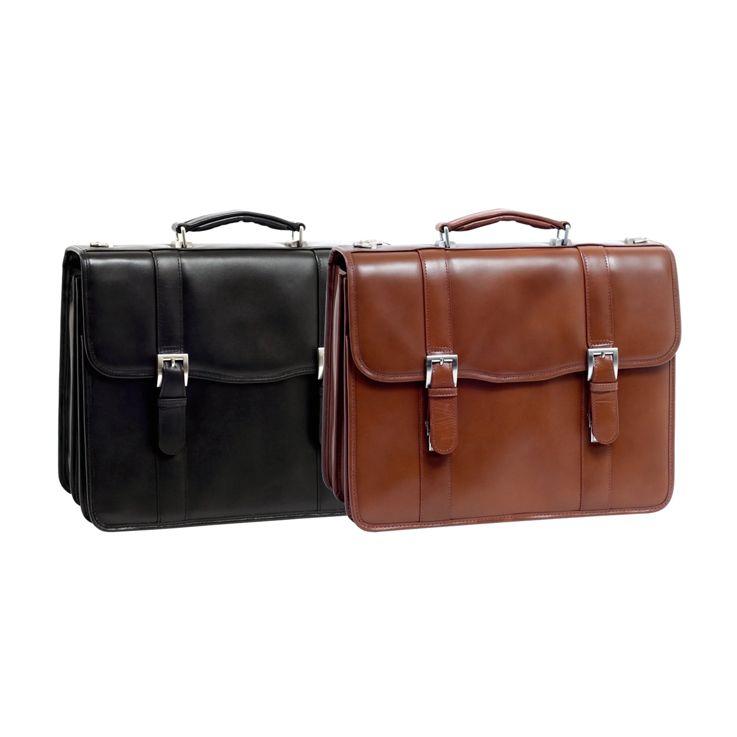 FLOURNOY | 15” Leather Double-Compartment Laptop Briefcase