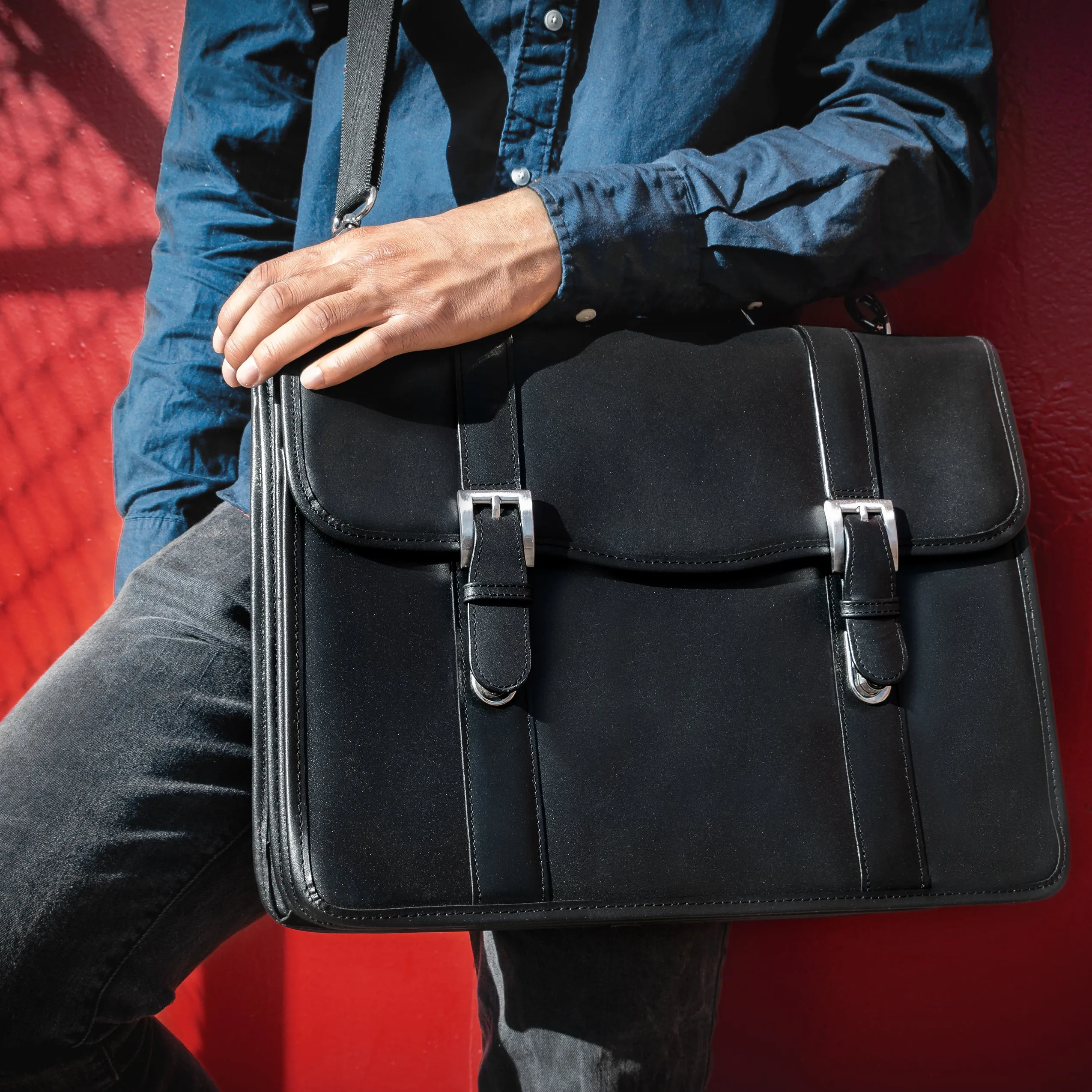 FLOURNOY | 15” Leather Double-Compartment Laptop Briefcase