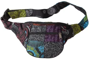 Funky Fanny Pack, Zipper Compartments, 100% Cotton, Festival Hip Pack, Adjustable Strap