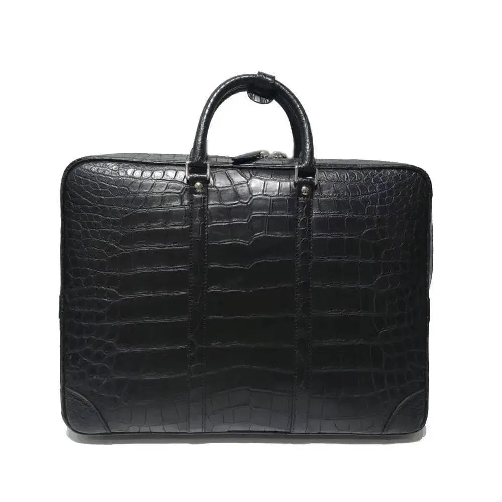 Genuine Crocodile Leather Luxury Briefcase Black Large