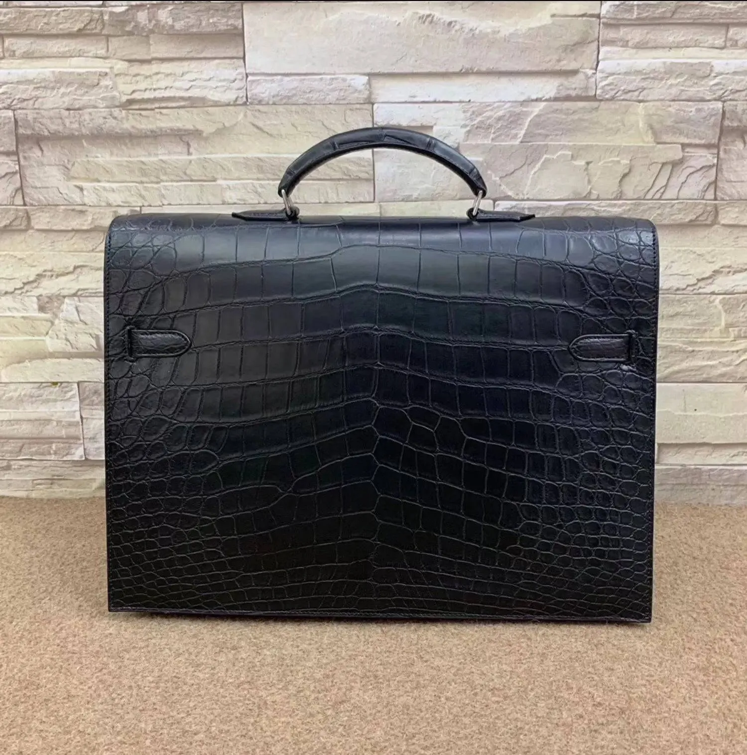 Genuine Crocodile Leather Top Handle Briefcase Business Bag