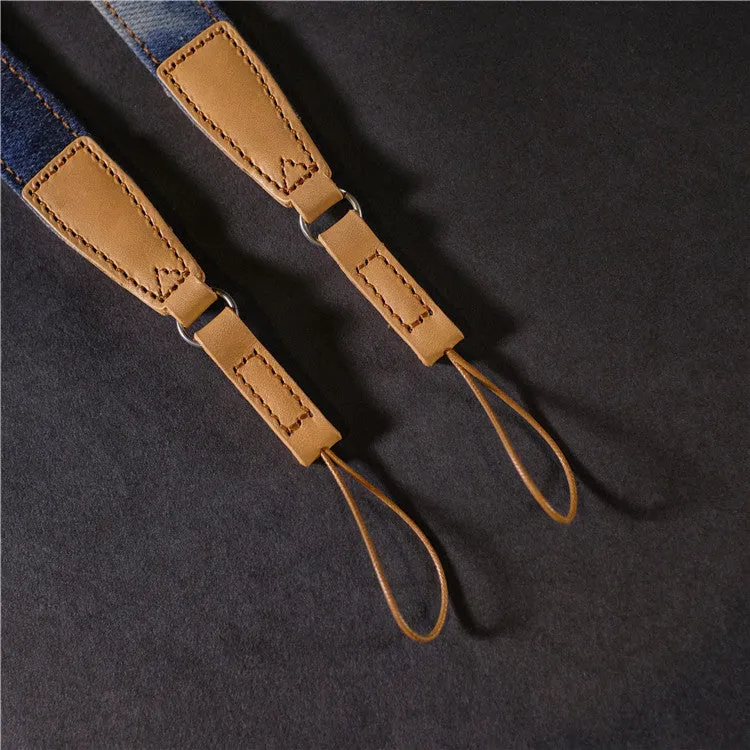 Genuine Leather Cotton Denim DSLR Camera Strap CCS00310