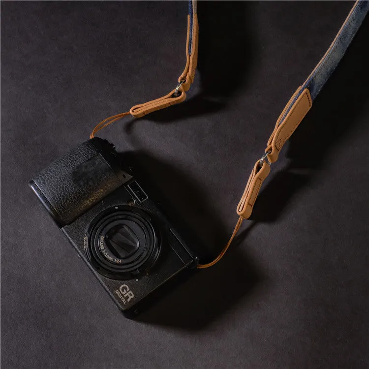 Genuine Leather Cotton Denim DSLR Camera Strap CCS00310