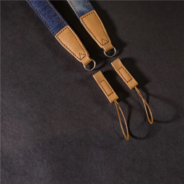 Genuine Leather Cotton Denim DSLR Camera Strap CCS00310