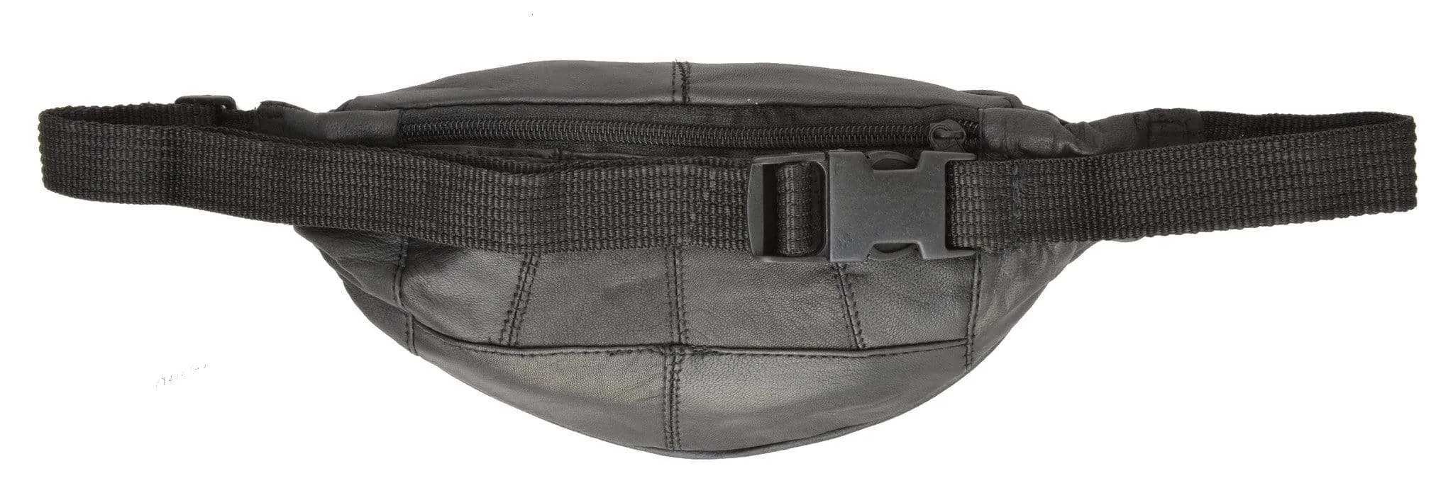 Genuine Leather Slim Waist Pack Pouch with Zippered Pockets 007 (C)