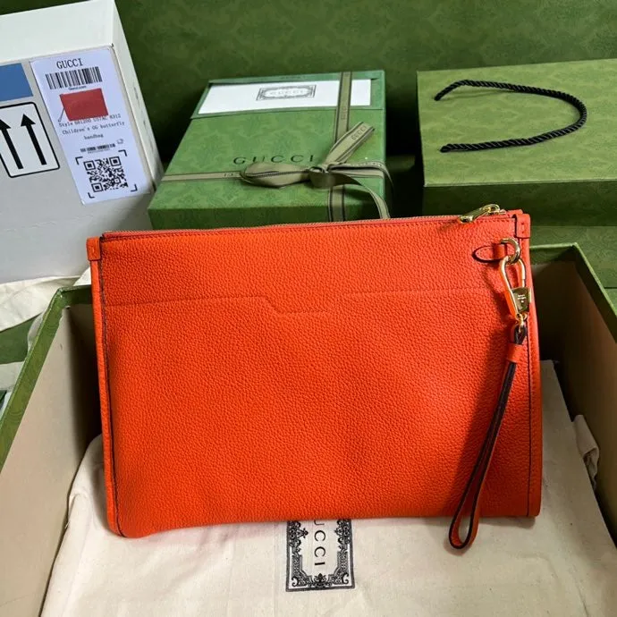 gg Clutch With gg Logo Orange For Men 12in/31cm  gg