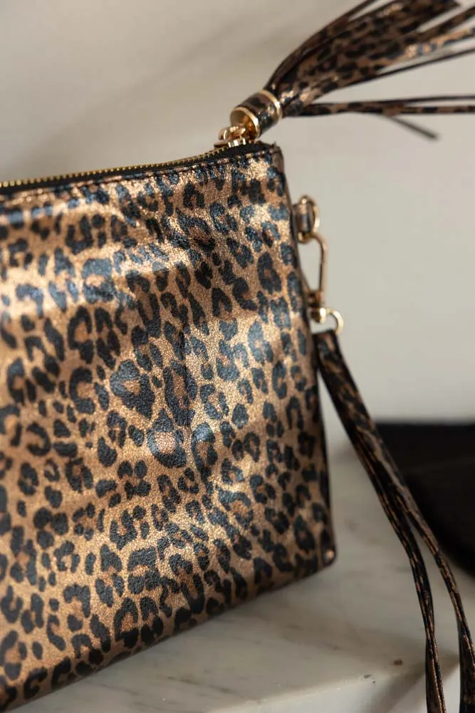 Glam Leopard Print Clutch Bag