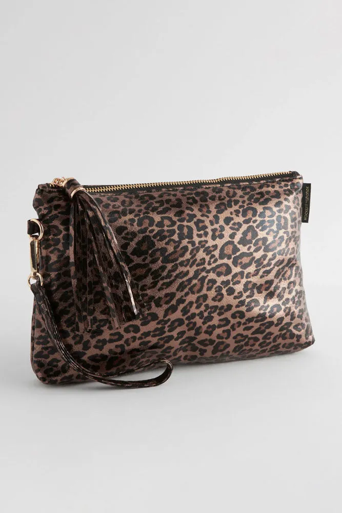 Glam Leopard Print Clutch Bag