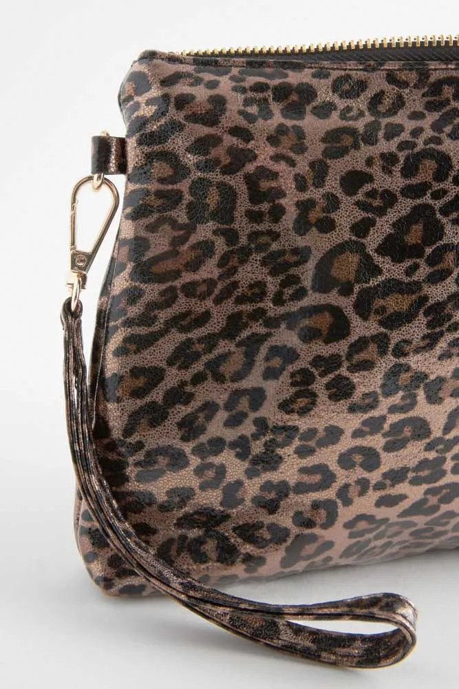 Glam Leopard Print Clutch Bag