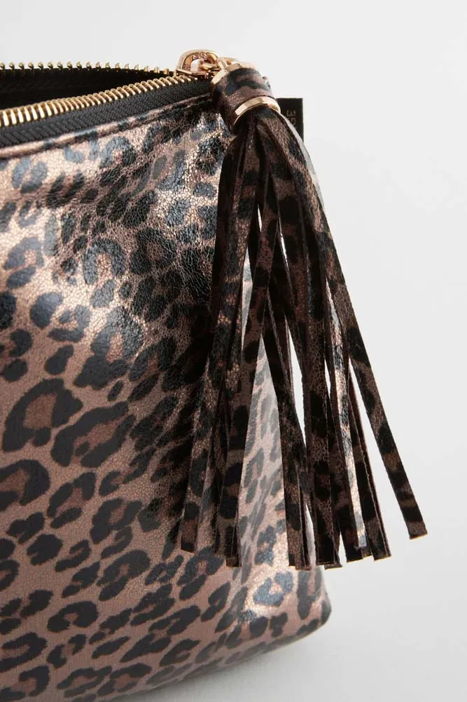 Glam Leopard Print Clutch Bag