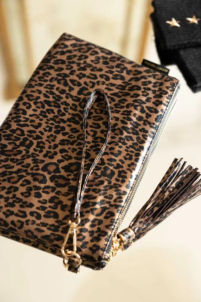 Glam Leopard Print Clutch Bag