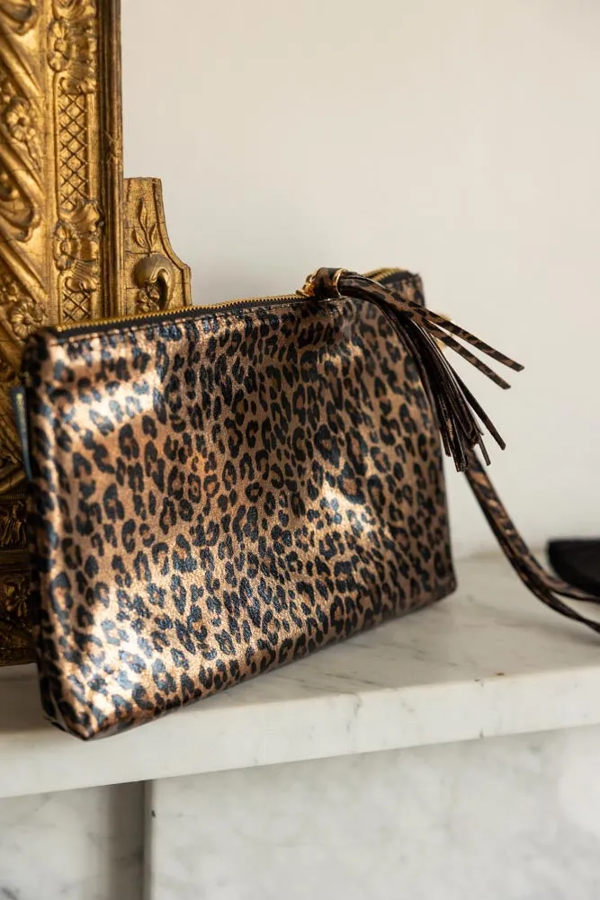 Glam Leopard Print Clutch Bag