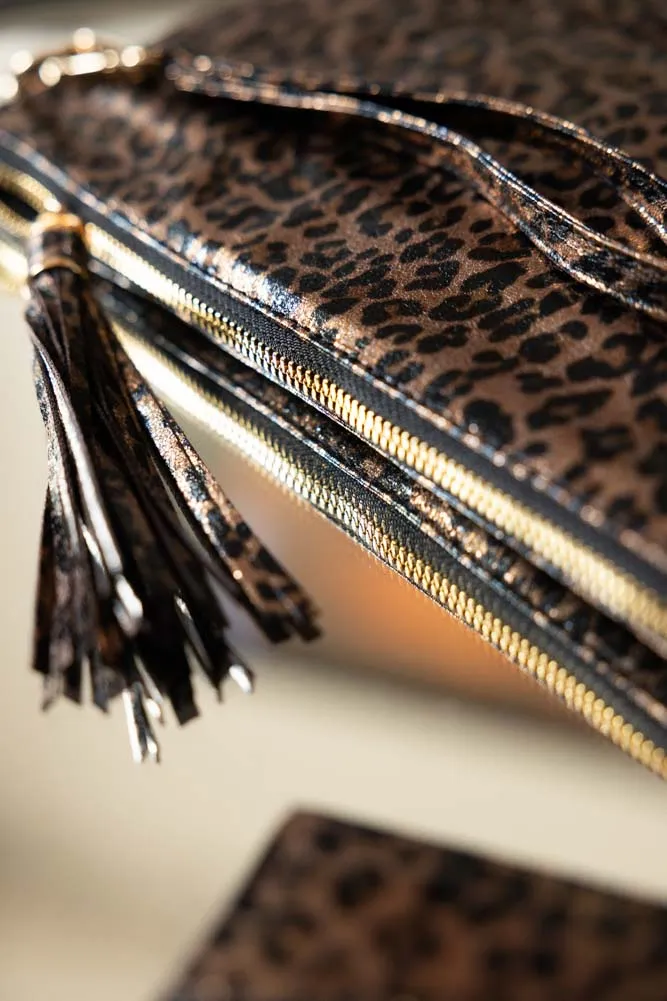 Glam Leopard Print Clutch Bag