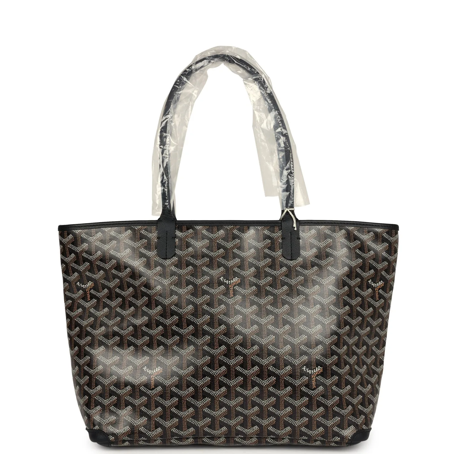 Goyard Goyardine Artois Tote PM Black Canvas & Chevroches Calfskin Palladium Hardware