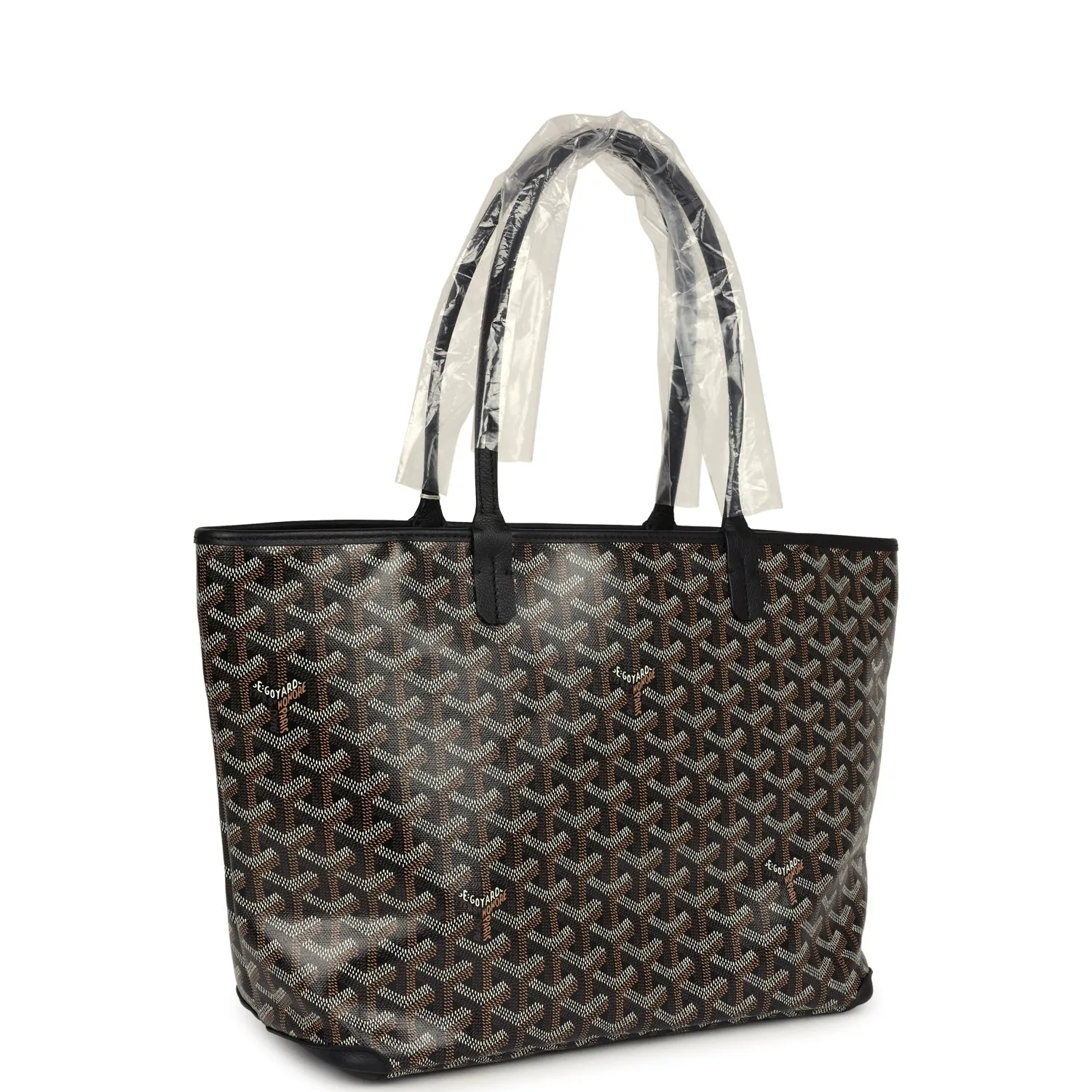 Goyard Goyardine Artois Tote PM Black Canvas & Chevroches Calfskin Palladium Hardware