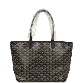 Goyard Goyardine Artois Tote PM Black Canvas & Chevroches Calfskin Palladium Hardware