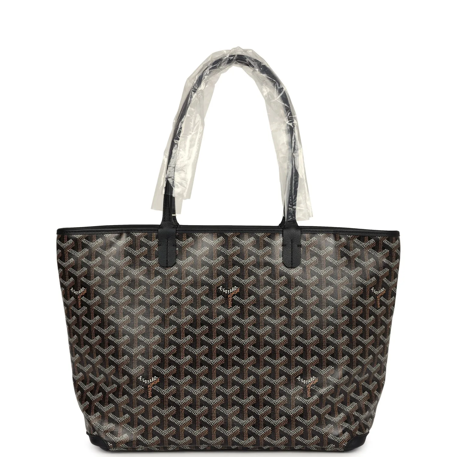 Goyard Goyardine Artois Tote PM Black Canvas & Chevroches Calfskin Palladium Hardware