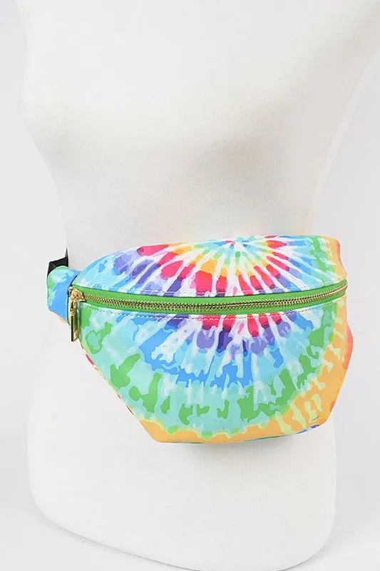 Green Mix Tie Dyed Oversize Fanny Pack