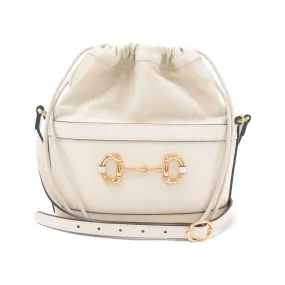 Gucci 1955 Horsebit White Leather Bucket Bag