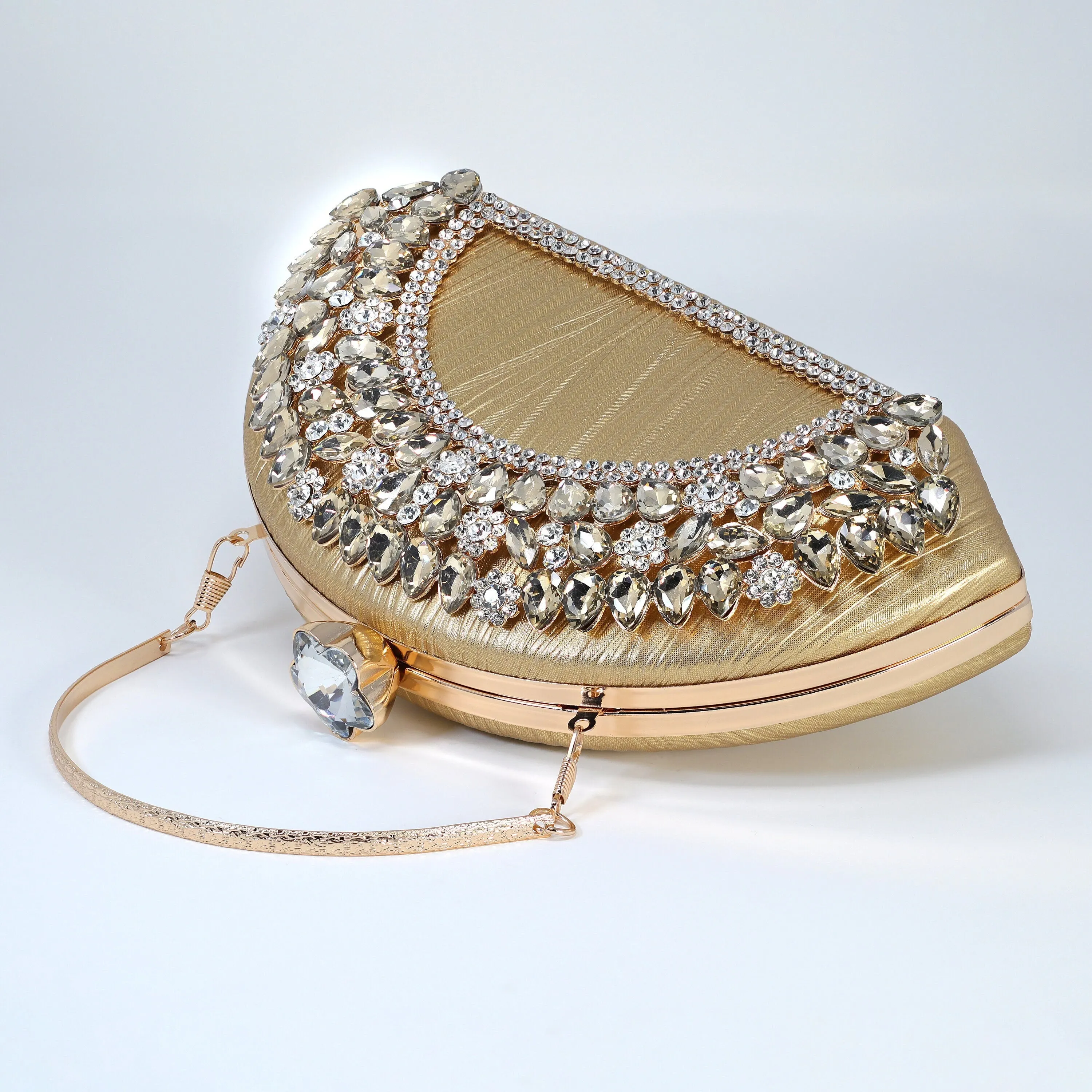 Half Moon Rhinestones Wedding Bag, Statement Bag, Evening Clutch, Wedding Clutch, Bridal Clutch, Bridal Cross body bag.