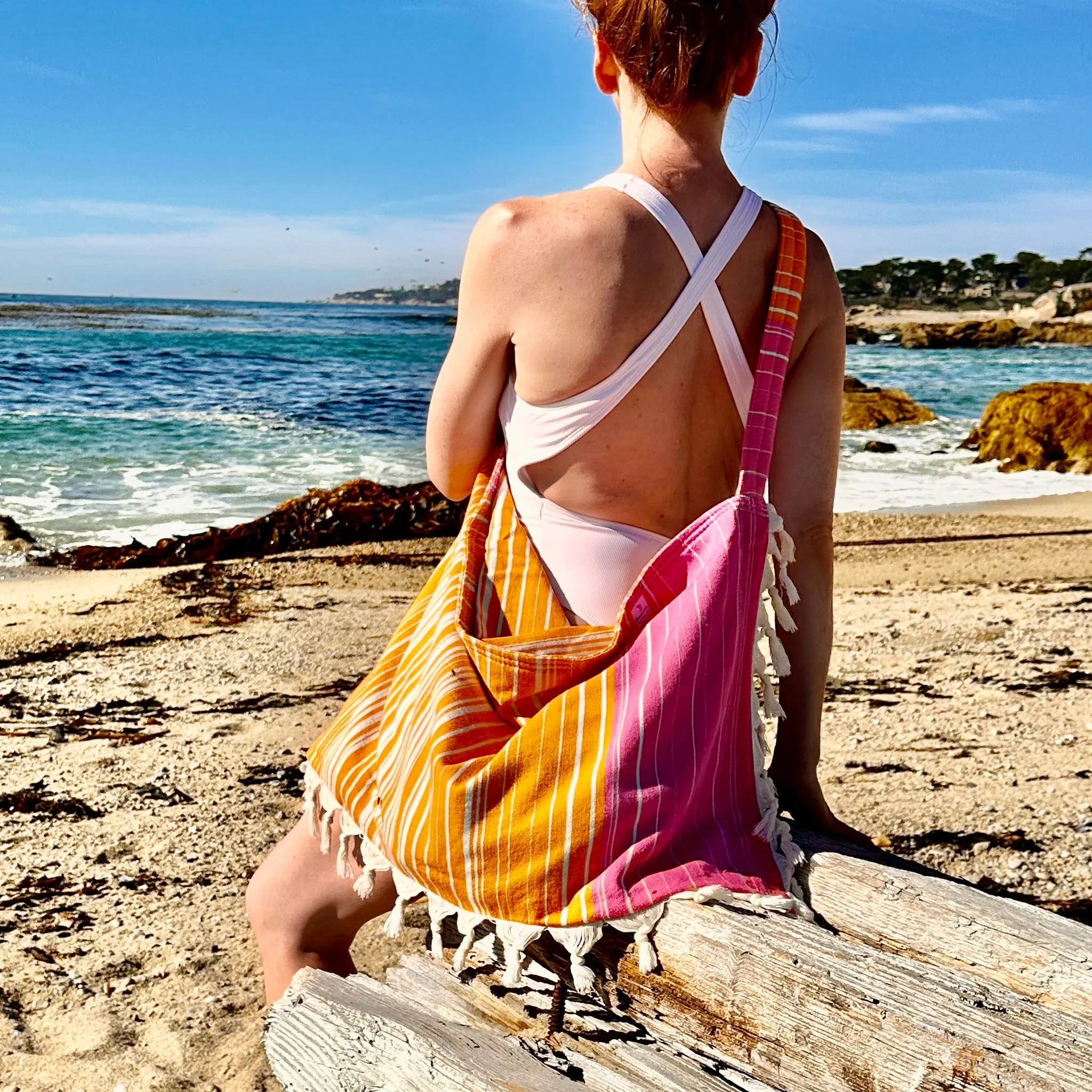 Isle of Palms Pink & Orange Striped Bag