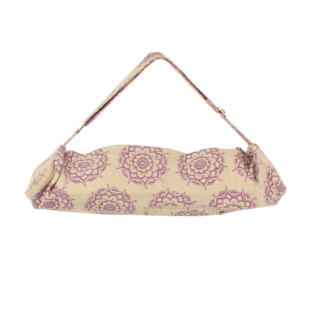 Jute Cotton Yoga Patterned Mat Bag