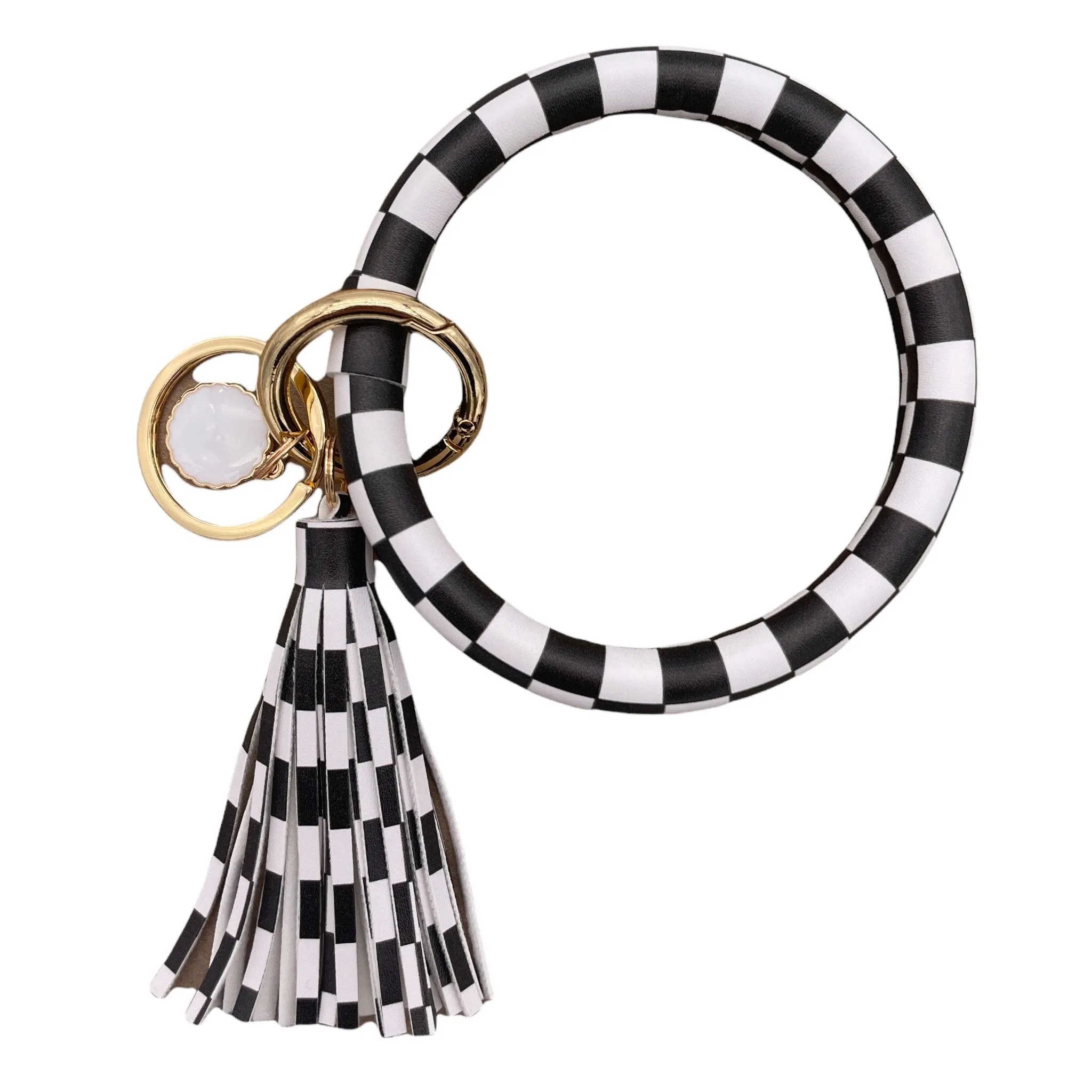 KC-8845 Check Black Wristlet Key Chain