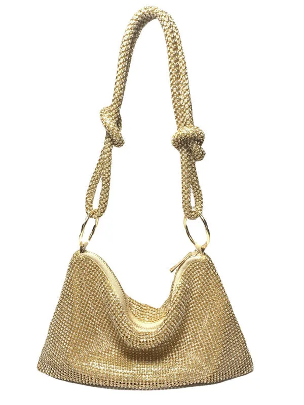 Knotted Gold Rhinestone HandBag