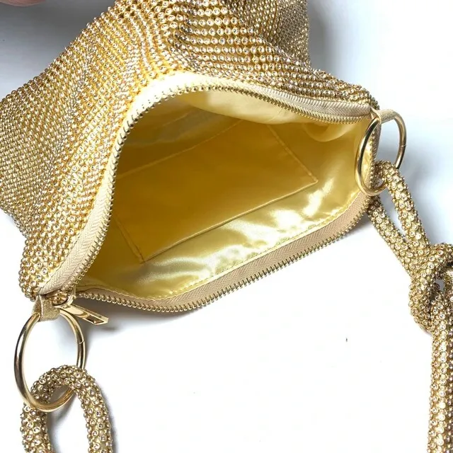 Knotted Gold Rhinestone HandBag