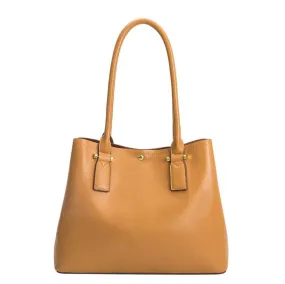 Large Vegan Leather Shoulder Bag - Camel