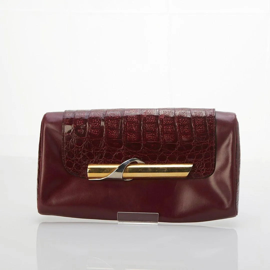 Le Cofuctte Leather Burgundy Clutch Bag