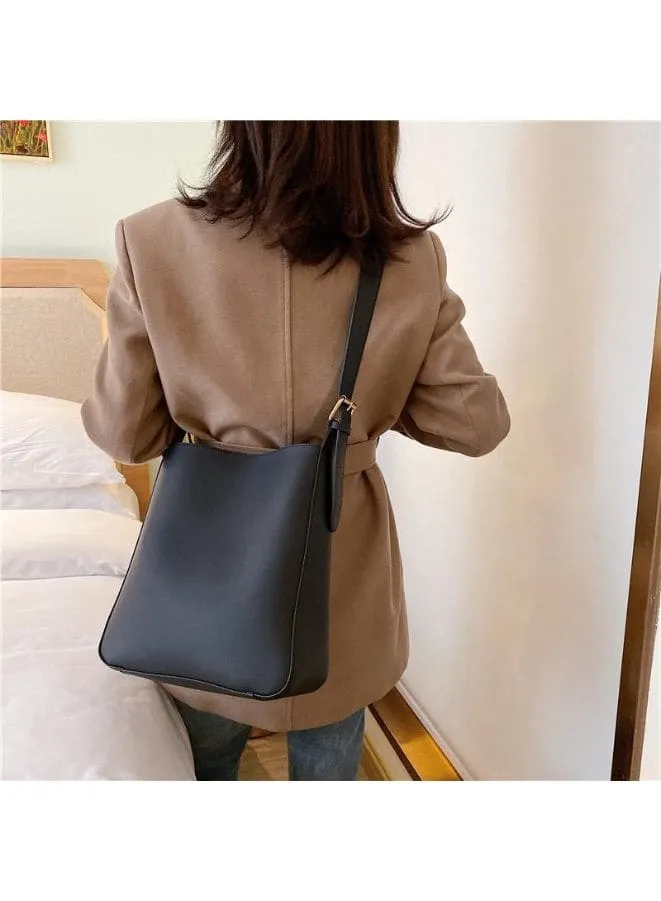 Leather Bucket Bag for Women with a Small Purse inside, 2pc