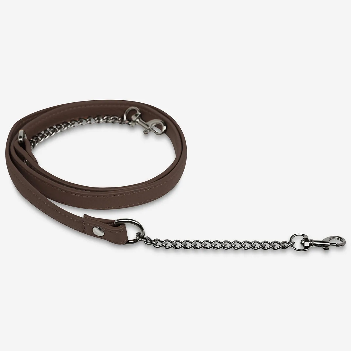 Leather Strap With Chain - Cocoa