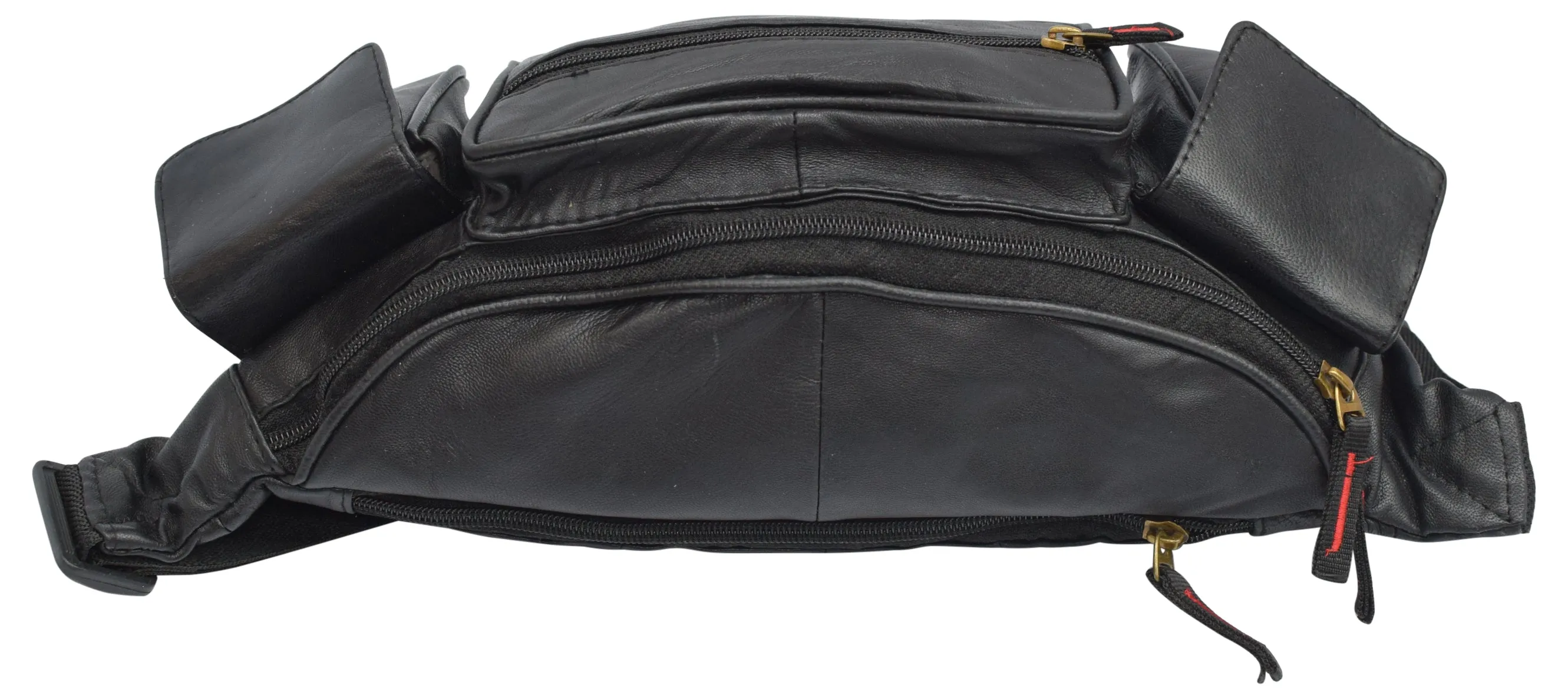 Leather with Smart Phone Large Waist Pack, Black