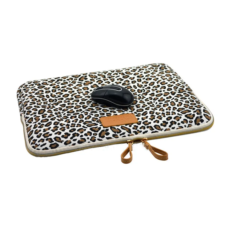 Leopard Print Sleeve Bag for Women Canvas Laptop Sleeve PC Case Pouch Notebook Bag For Dell HP Lenovo