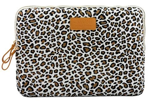 Leopard Print Sleeve Bag for Women Canvas Laptop Sleeve PC Case Pouch Notebook Bag For Dell HP Lenovo