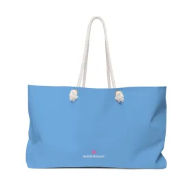 Light Blue Color Weekender Bag, Solid Blue Color 24"x13" Designer Modern Essential Market Large Tote Bag- Made in USA